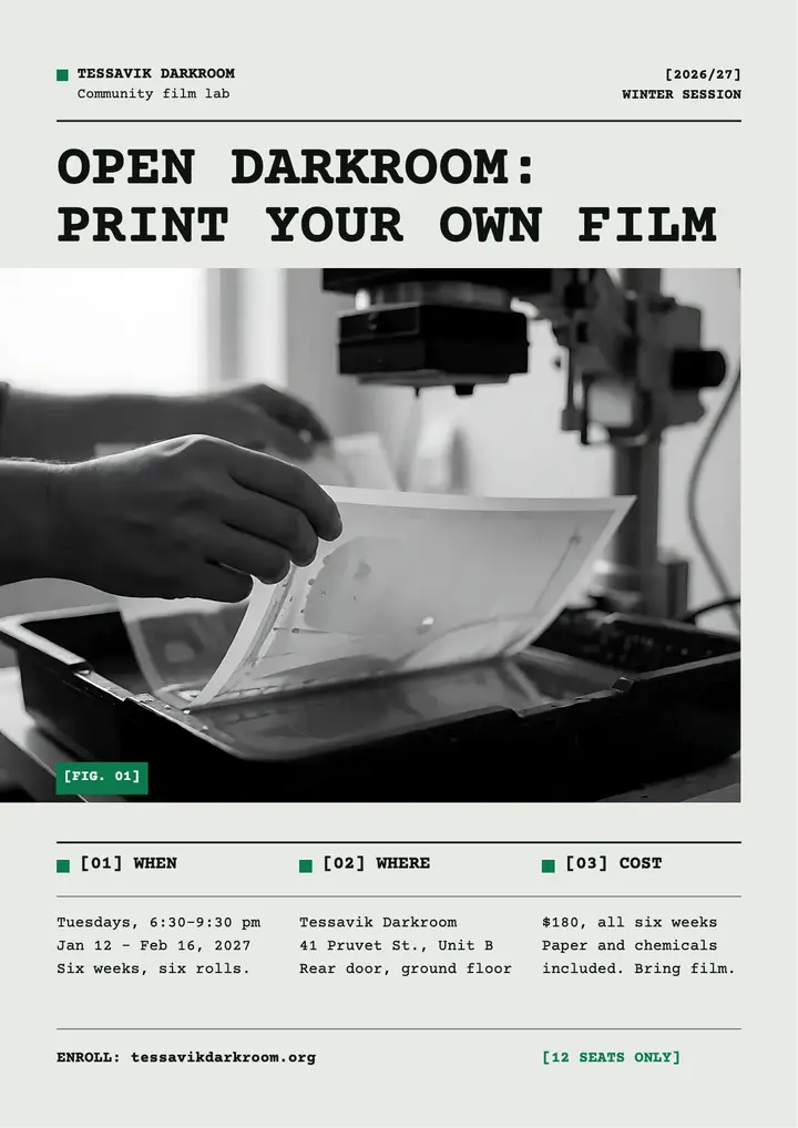 Open darkroom film printing class flyer template