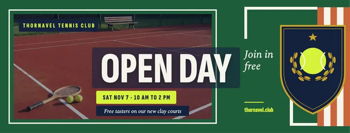Thornavel tennis club open day Facebook cover template