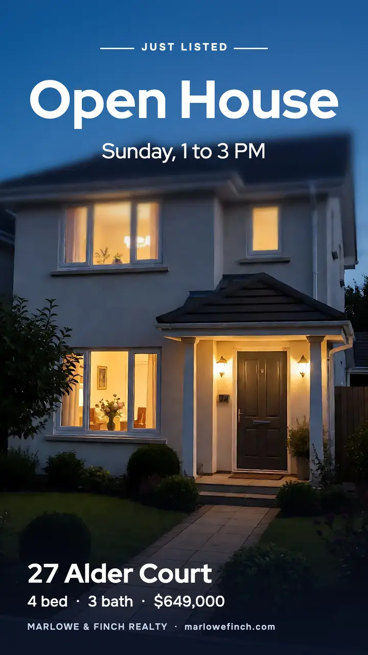 Marlowe & Finch open house story: open house instagram story template