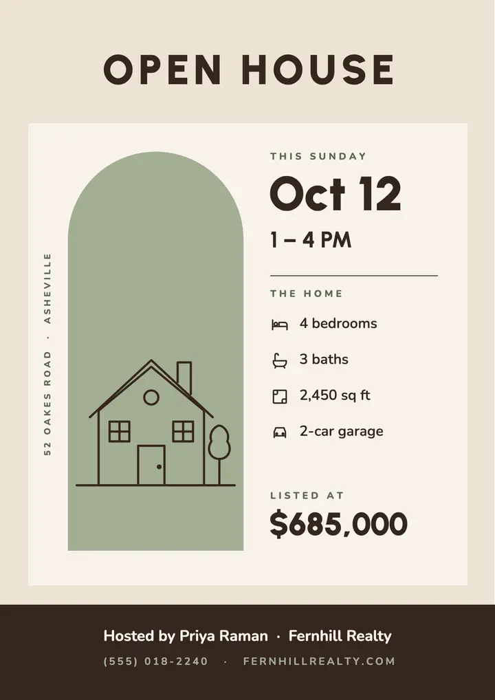Neutral open house flyer template