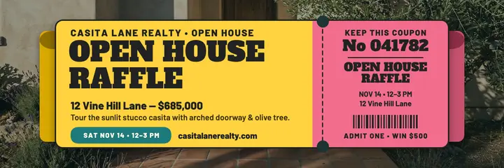 Casita open house raffle ticket header template