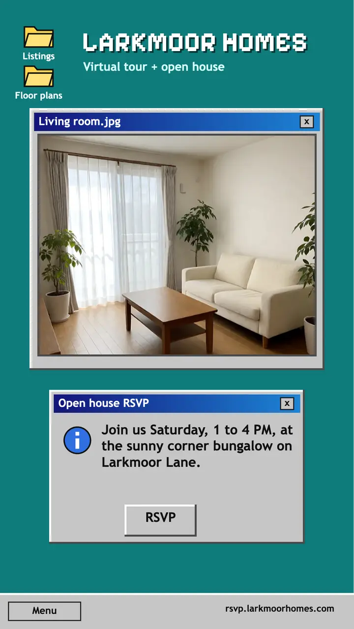 Larkmoor Homes open house RSVP story template