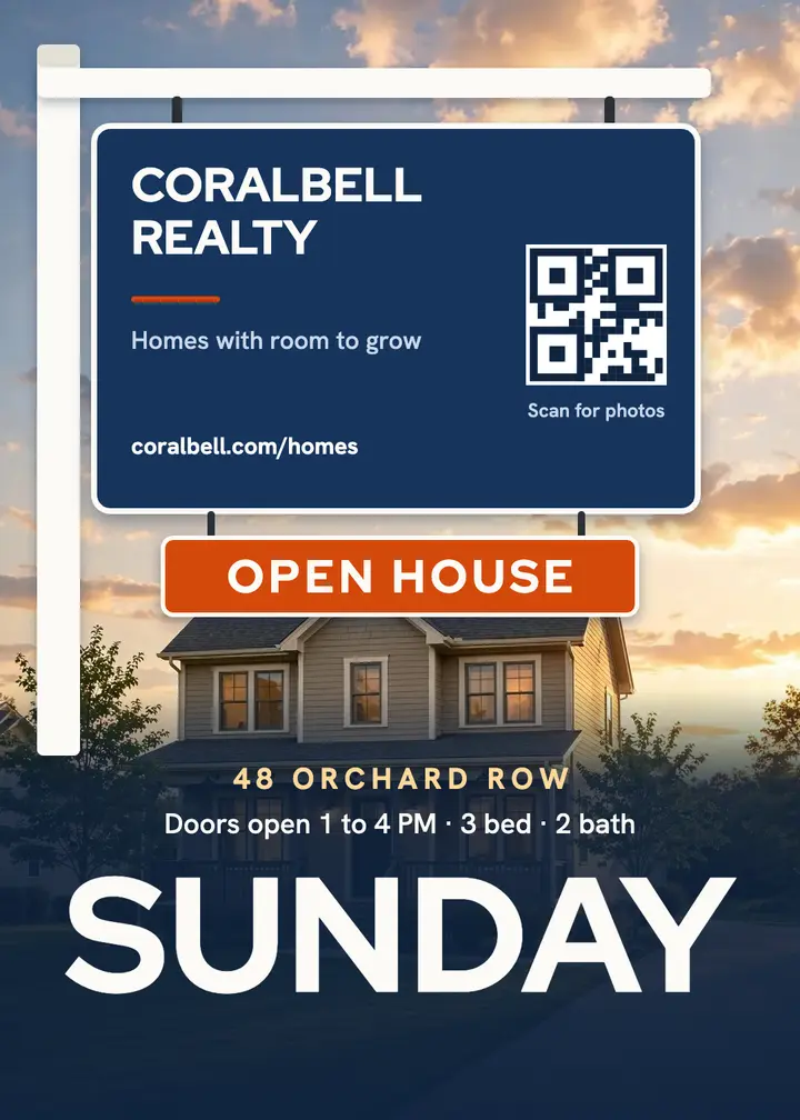 Open house swinging yard sign invitation: open house invitation template