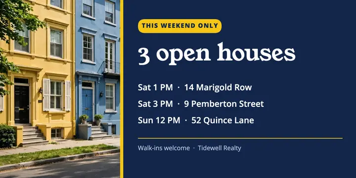 3 open houses this weekend template