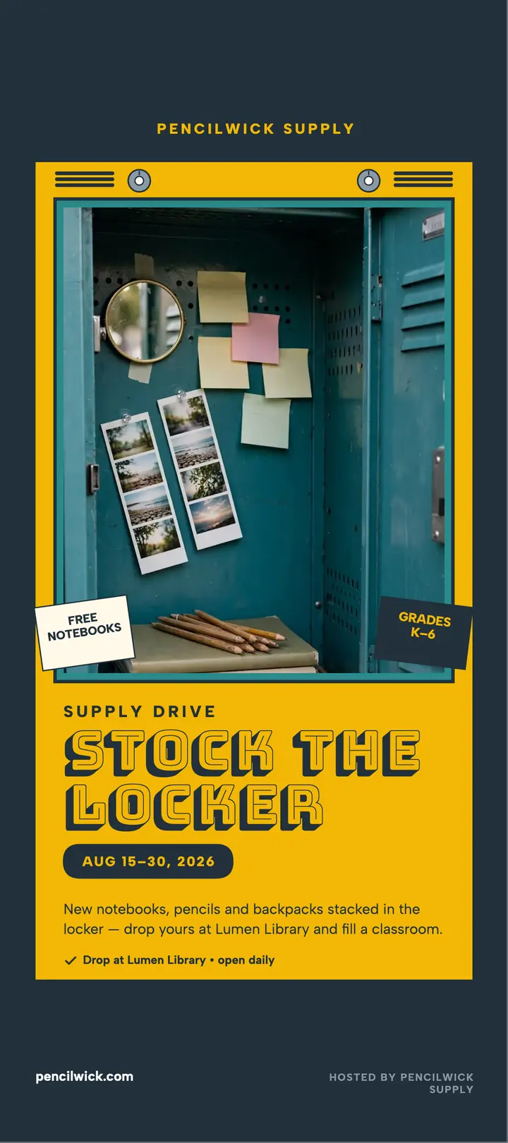 Open locker supply drive card template