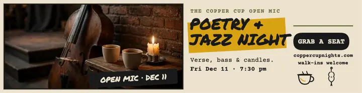 Copper Cup poetry and jazz night billboard template