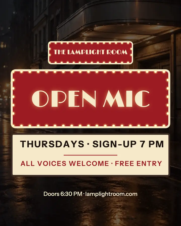 Lamplight Room open mic marquee template