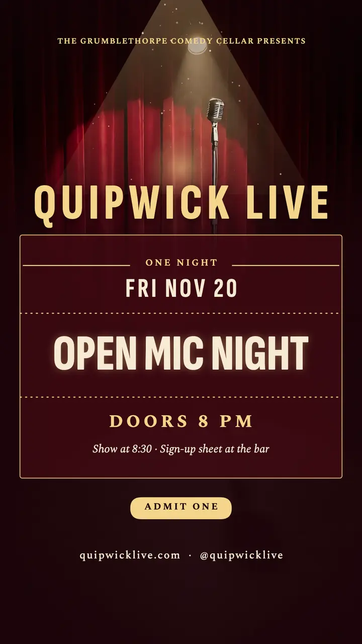 Quipwick Live open mic comedy night story: open mic night story template