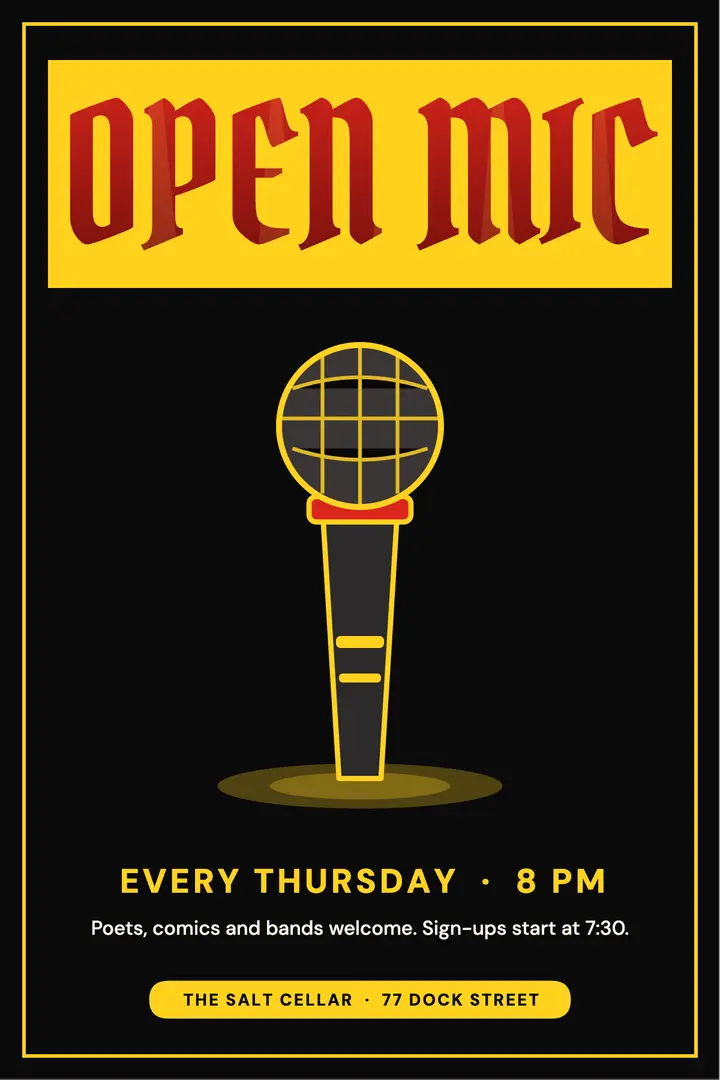 Open mic knockout poster template