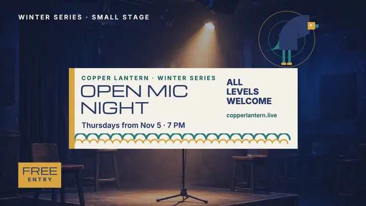 Copper Lantern winter open mic thumbnail template