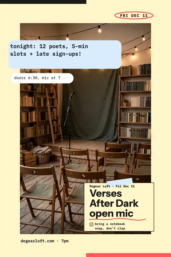 Dogear Loft Verses After Dark notes poster template