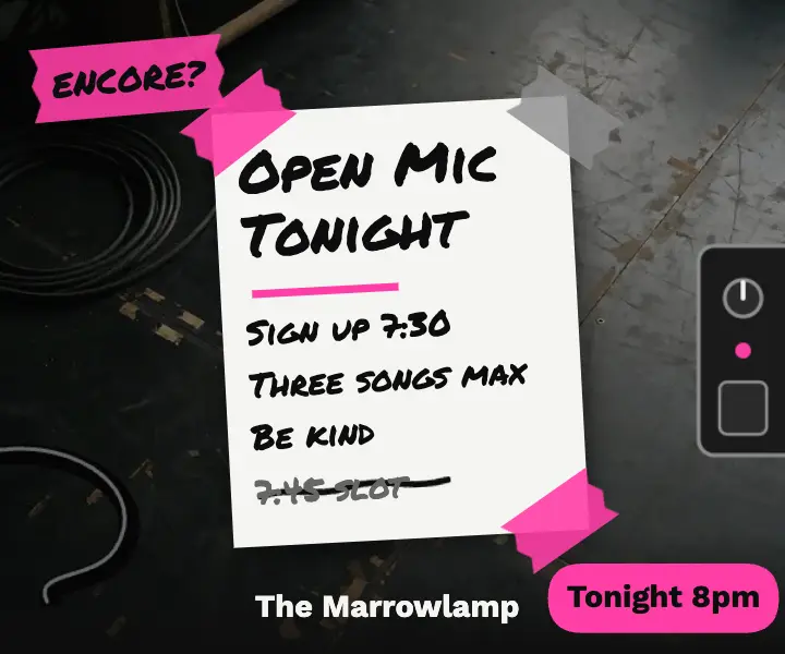 Open mic sign-up sheet gaffer tape ad template