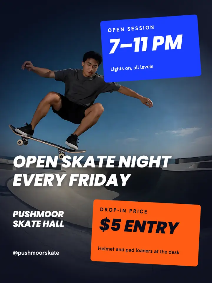 Open skate night every Friday, fisheye skate post template