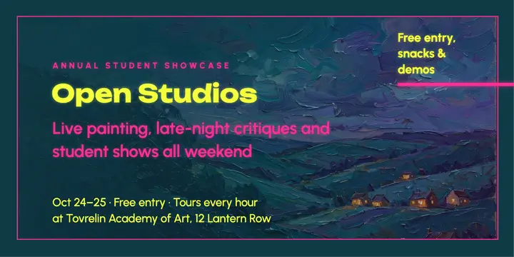 Open studios weekend, art academy neon over oil post: open studios post template