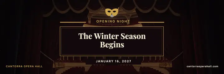 Opera hall winter season opening X header: opera season header template