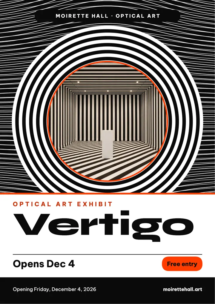 Moirette Hall optical art exhibition flyer template