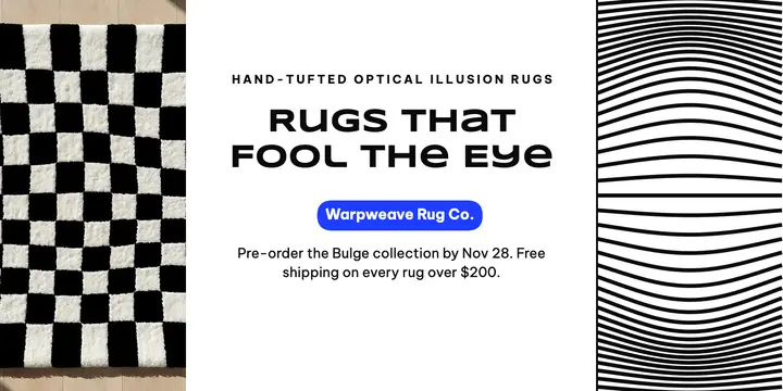 Optical illusion rugs pre-order post, op art: optical illusion rug launch post template