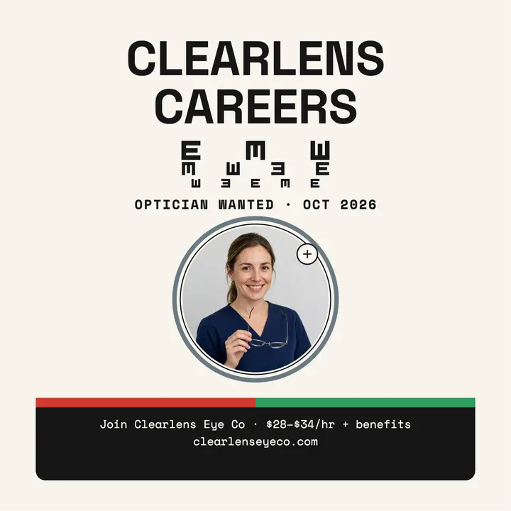 Clearlens Eye Co optician hiring podcast cover: hiring podcast cover template