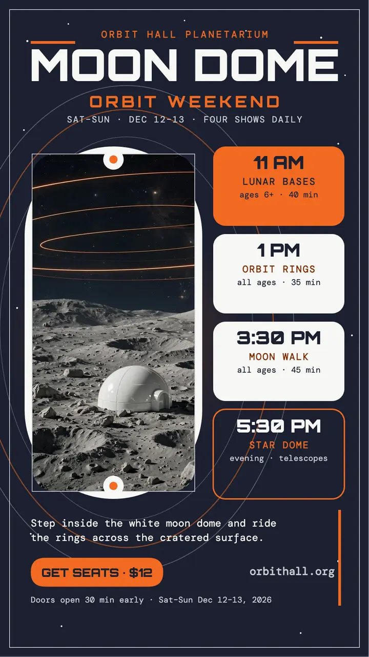 Orbithall moon dome weekend story template