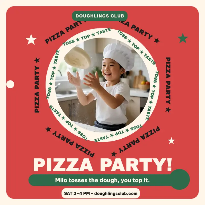 Doughlings pizza party rings post template