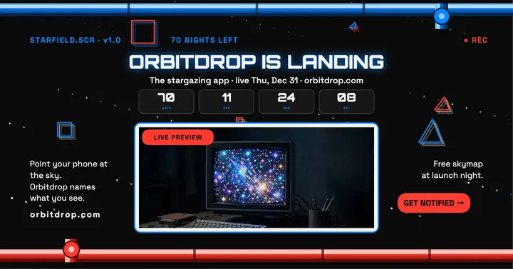 Orbitdrop stargazing countdown post template