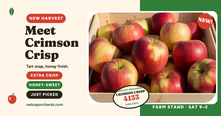 Redcap Crimson Crisp apple sticker post template