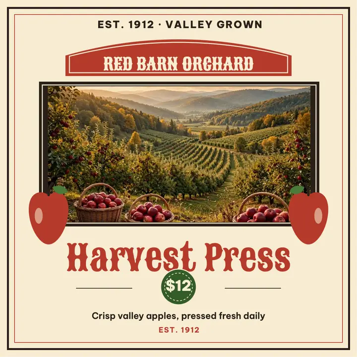 Red Barn Orchard cider label post template