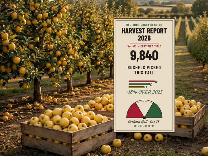 Bluebird Orchard harvest report slide template