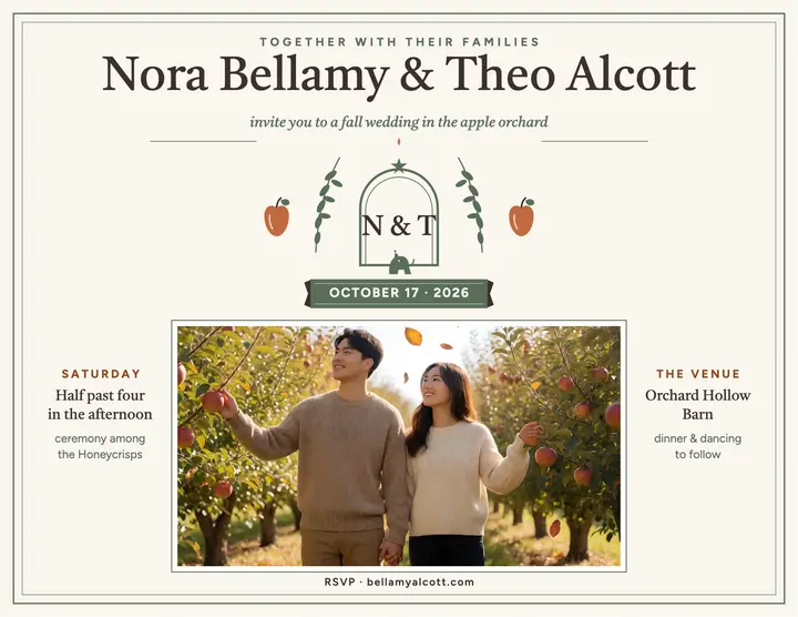 Orchard crest wedding invitation flyer template