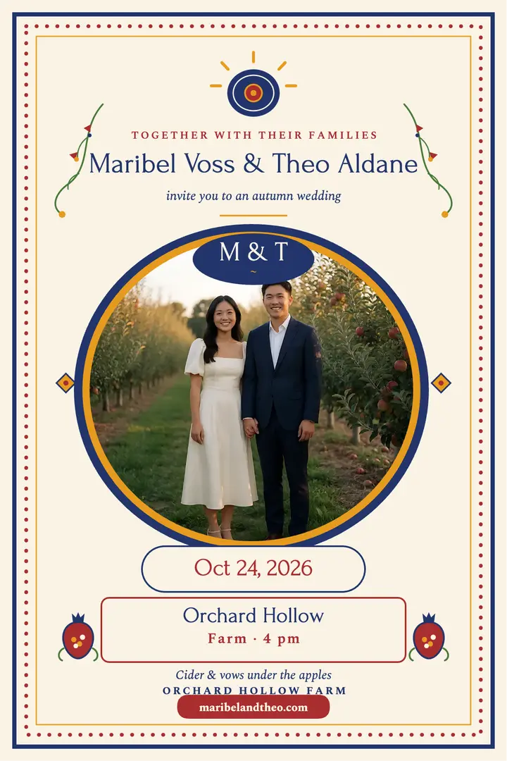 Maribel and Theo orchard wedding poster template