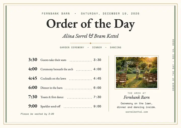Sorrel Kettel garden order of day template
