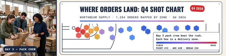 Northbeam orders map shot chart banner template