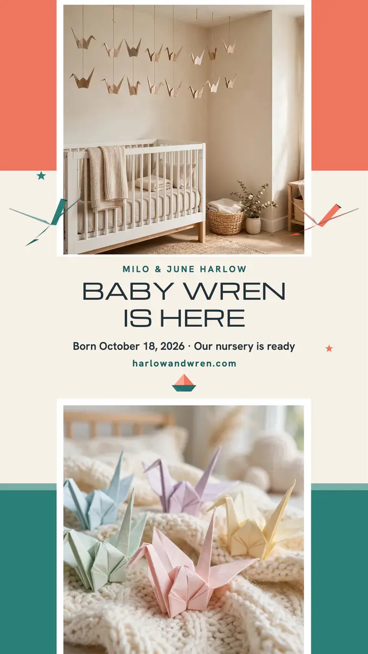 Harlow baby Wren origami story template