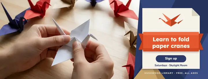 Learn to fold paper cranes: origami class facebook cover template