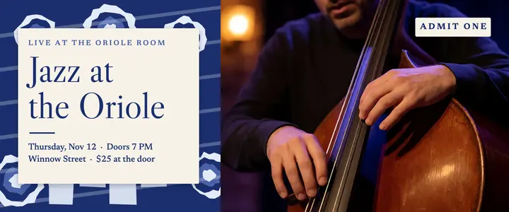 Oriole Room jazz night ticket, shibori indigo template