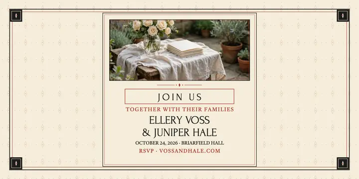 Voss and Hale ornament wedding invitation template