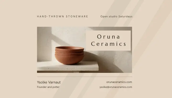 Oruna Ceramics quiet luxury business card template