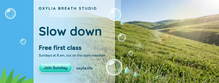 Oxylia outdoor breathwork Facebook cover, Frutiger Aero template