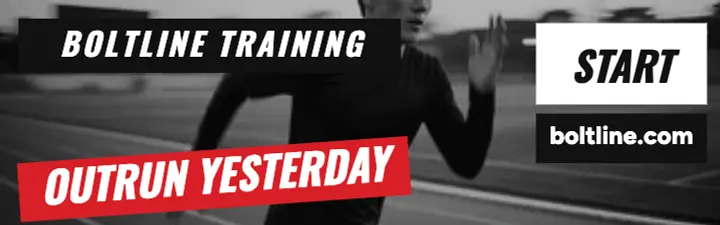 Boltline Training outrun slogan banner: fitness challenge ad template