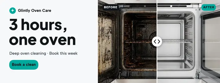 Glintly Oven Care before and after Facebook cover template