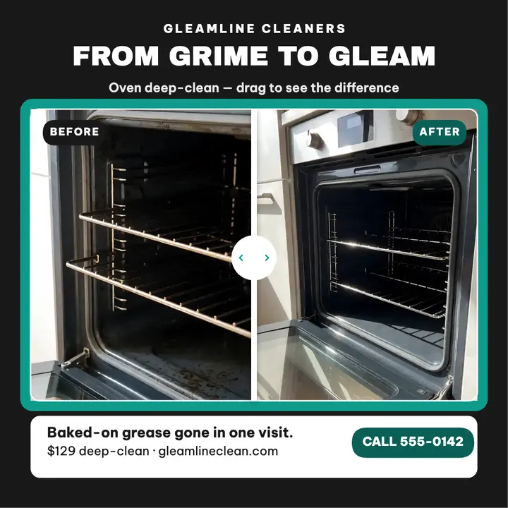 Oven deep-clean before and after post: oven cleaning before after template