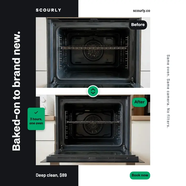 Scourly oven cleaning before and after slider post template