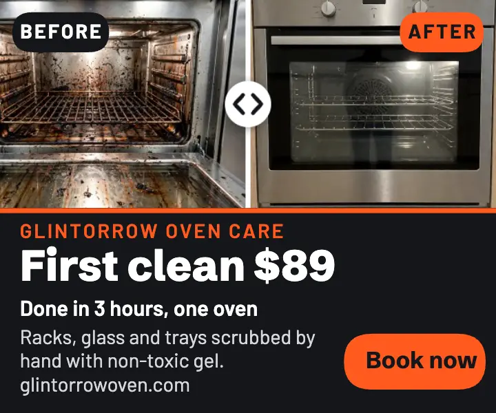 Glintorrow Oven Care before and after display ad template