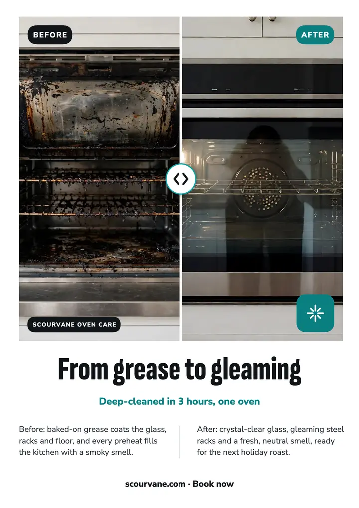 Oven deep-cleaning before and after slider flyer template
