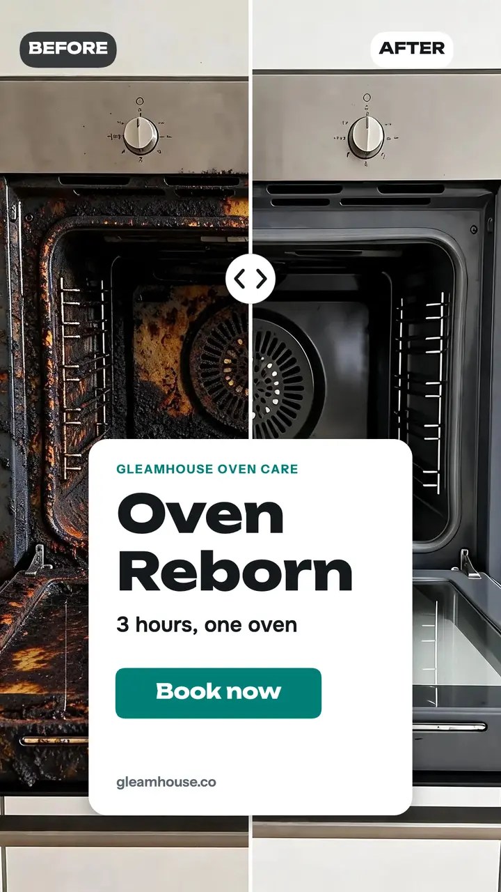 Gleamhouse oven cleaning slider story template
