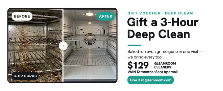 Oven slider deep-clean gift voucher template