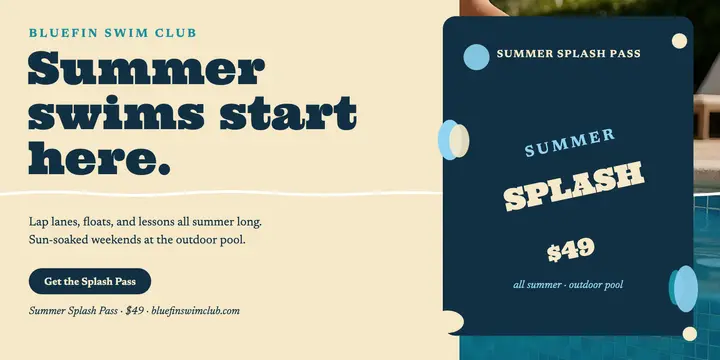 Bluefin Swim Club summer splash pass post template