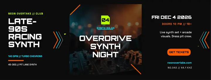 Neon Overtake Overdrive synth night cover template