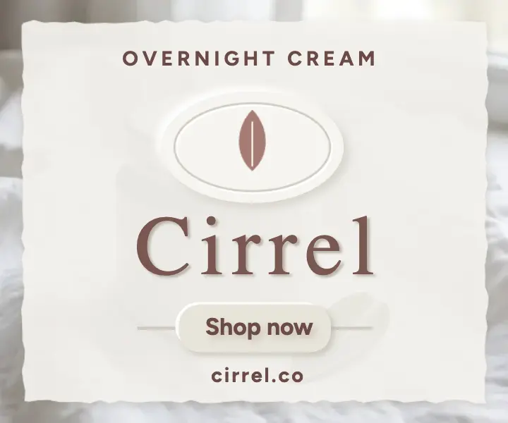 Cirrel overnight cream launch ad, cloud dancer emboss template