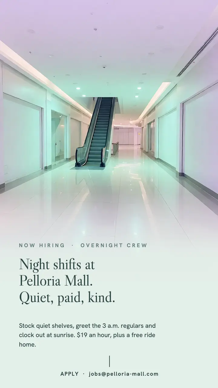 Pelloria Mall overnight crew hiring story template